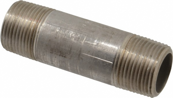 Merit Brass Stainless Steel Pipe Nipple: 1" Pipe, Grade 304 & 304L - 4516-500