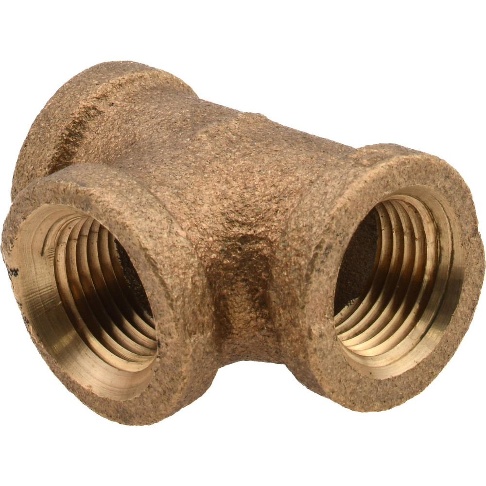 Merit Brass Brass Pipe Tee: 3/8" Fitting, Threaded, FNPT x FNPT x FNPT, Class 125 - X106-06