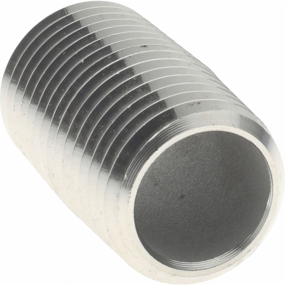 Merit Brass Stainless Steel Pipe Nipple: 1/4" Pipe, Grade 316 & 316L - 6004-001