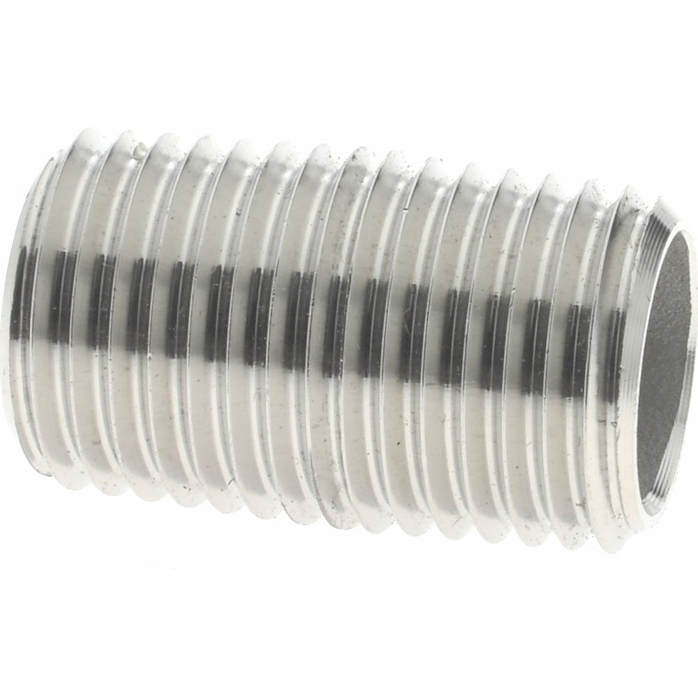 Merit Brass Stainless Steel Pipe Nipple: 1/4" Pipe, Grade 316 & 316L - 6004-001