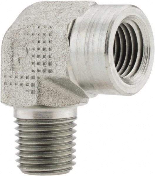 Parker Industrial Pipe 90 ° Street Elbow: 1/8" Female Thread, 1/8" Male Thread, MNPTF x FNPTF - 1/8 CD-S