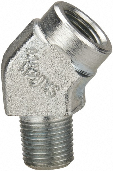Parker Industrial Pipe 90 ° Street Elbow: 1/8" Female Thread, 1/8" Male Thread, MNPTF x FNPTF - 1/8 CD-S