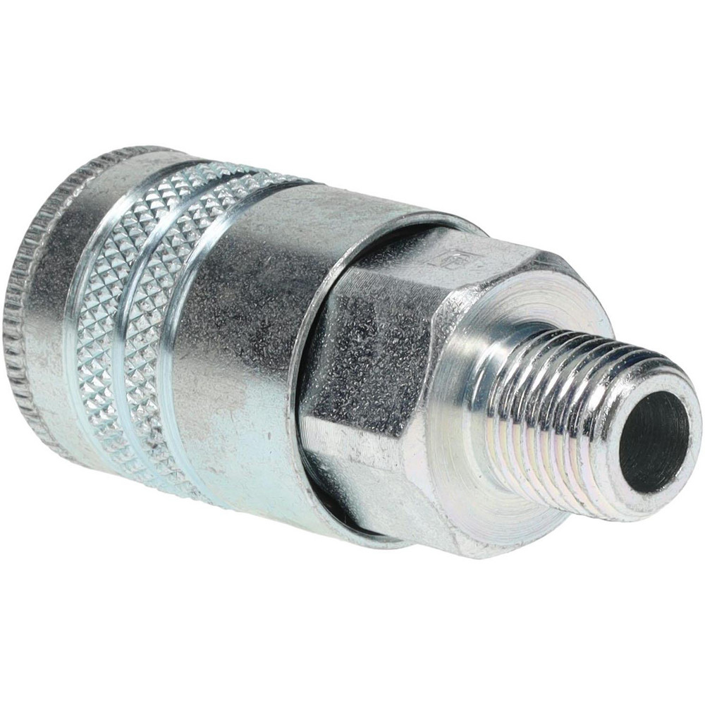 Parker Pneumatic Hose Coupling: 1/4-18, 3/8" Body Dia, Industrial Interchange - 24C