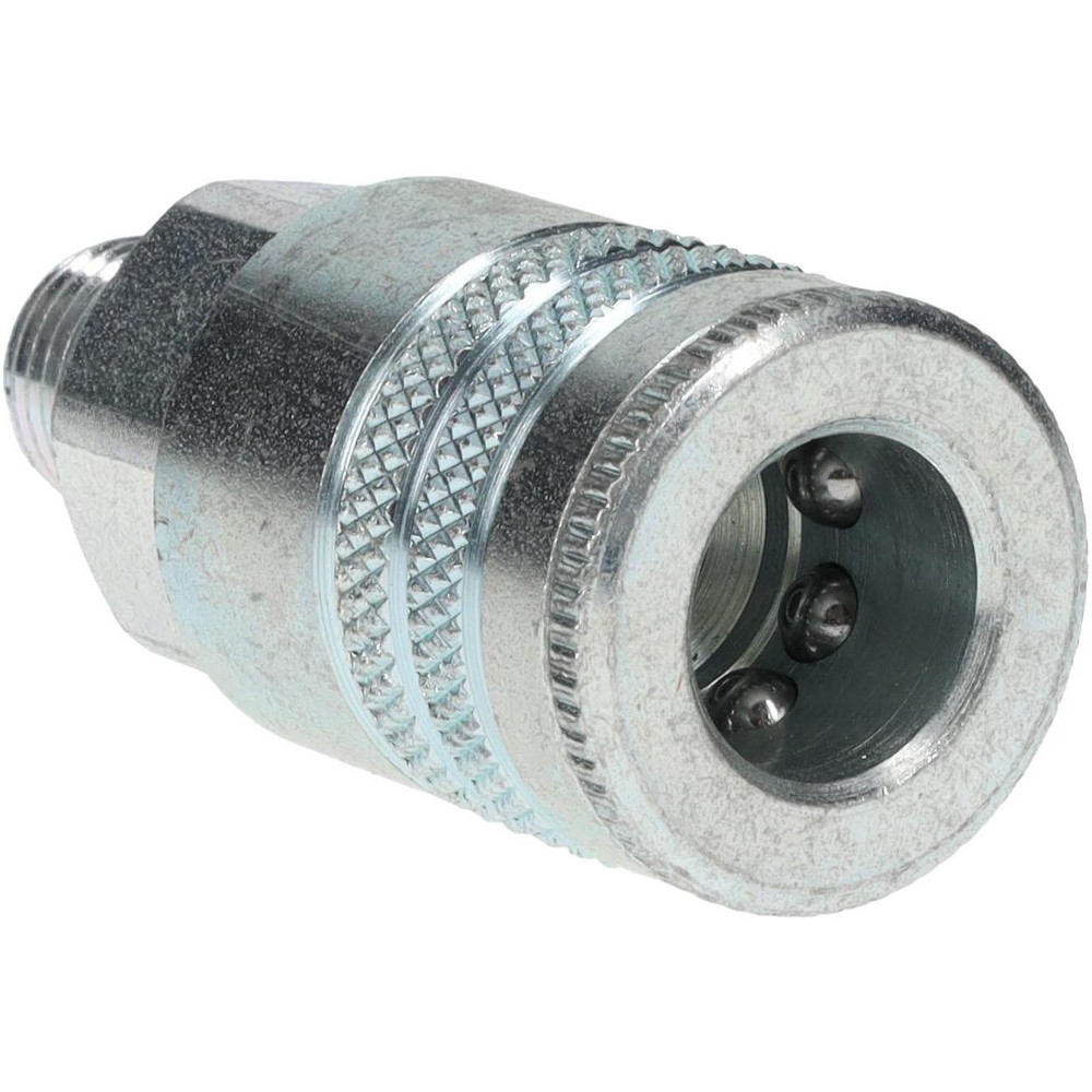 Parker Pneumatic Hose Coupling: 1/4-18, 3/8" Body Dia, Industrial Interchange - 24C