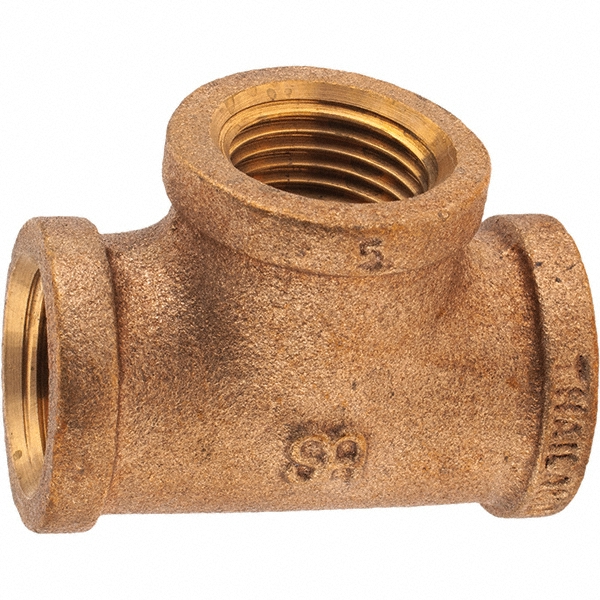 Merit Brass Brass Pipe Tee: 1/2" Fitting, Threaded, FBSPT x FBSPT x FBSPT, Class 125 - XB106-08
