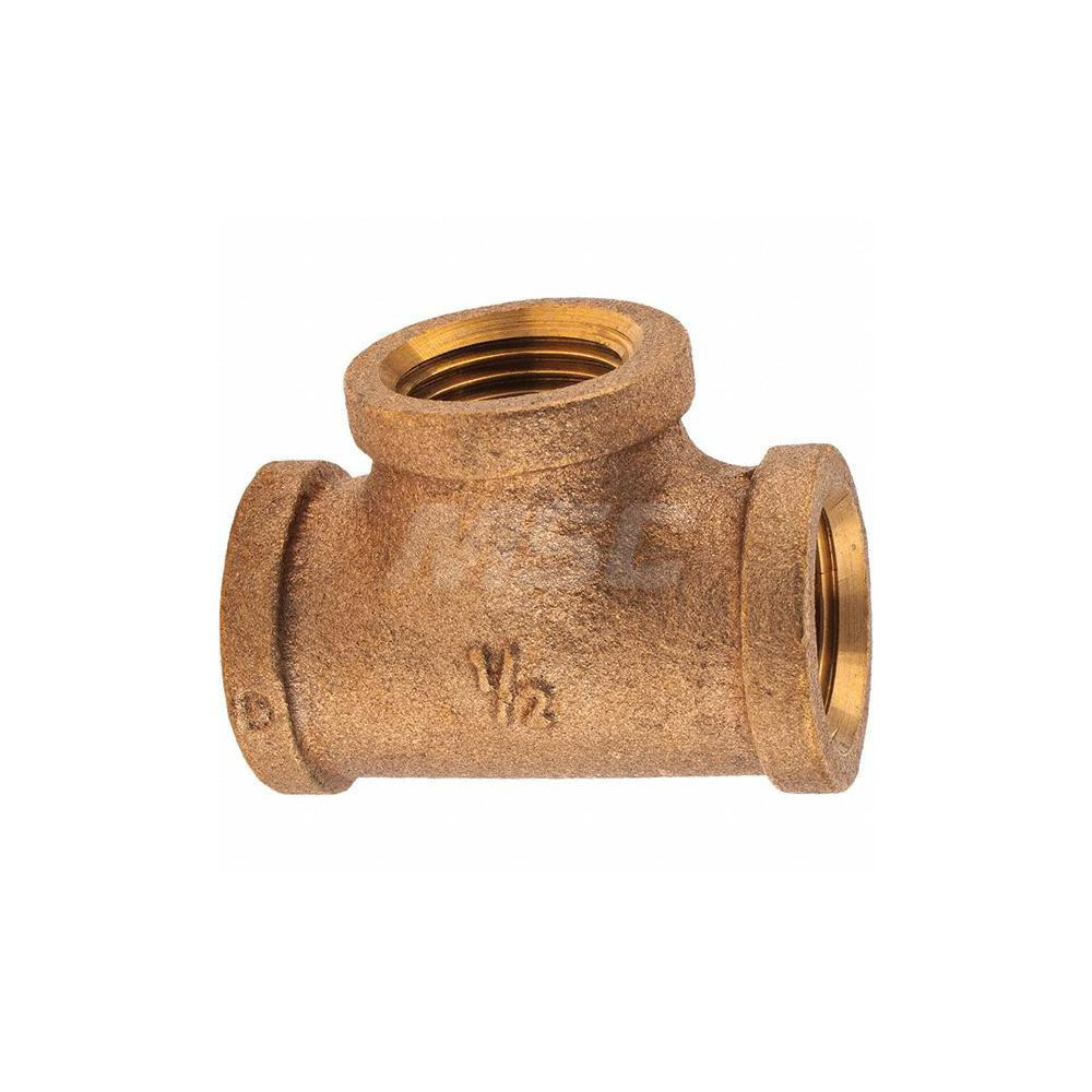 Merit Brass Brass Pipe Tee: 1/2" Fitting, Threaded, FBSPT x FBSPT x FBSPT, Class 125 - XB106-08