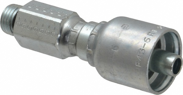 Parker Hydraulic Hose Male Swivel Fitting: 0.375" ID, 6 mm, 3/8" - 10G43-6-6