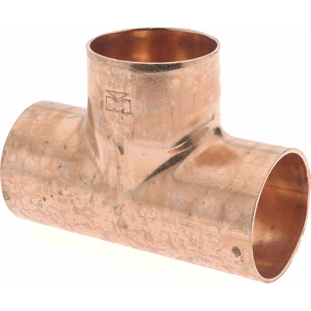 Mueller Industries Wrot Copper Pipe Tee: 1" x 1" x 1/2" Fitting, C x C x C, Solder Joint - W 04051