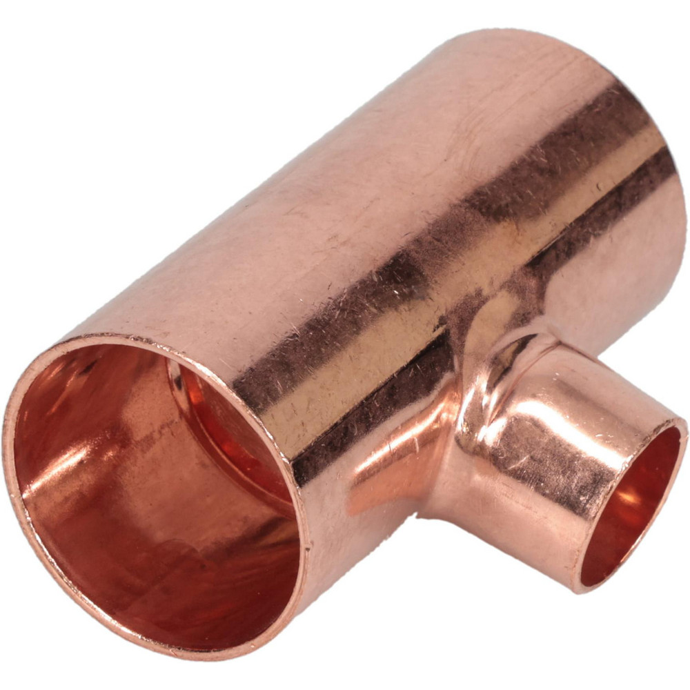 Mueller Industries Wrot Copper Pipe Tee: 1" x 1" x 1/2" Fitting, C x C x C, Solder Joint - W 04051