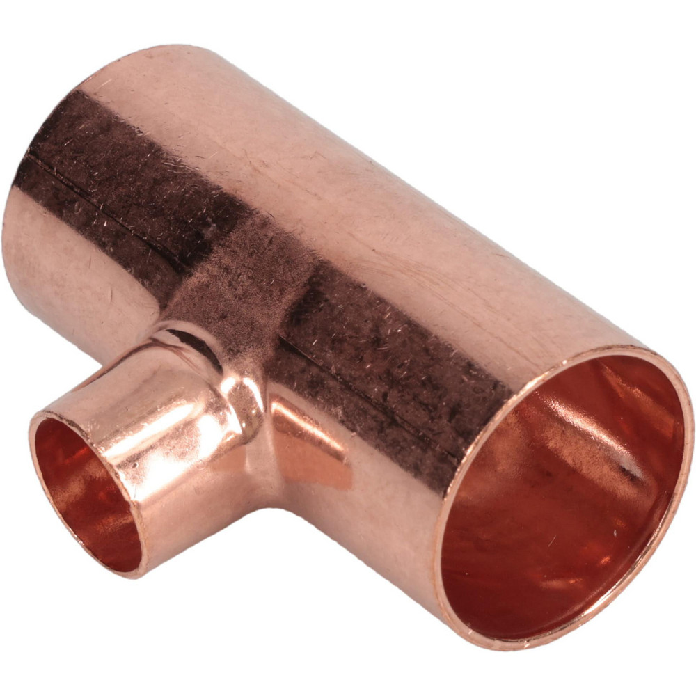Mueller Industries Wrot Copper Pipe Tee: 1" x 1" x 1/2" Fitting, C x C x C, Solder Joint - W 04051