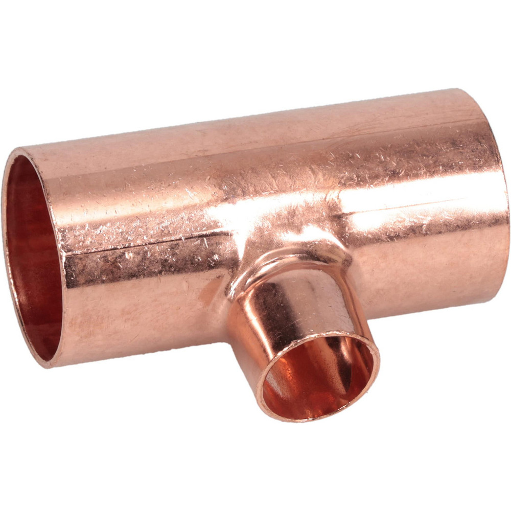 Mueller Industries Wrot Copper Pipe Tee: 1" x 1" x 1/2" Fitting, C x C x C, Solder Joint - W 04051