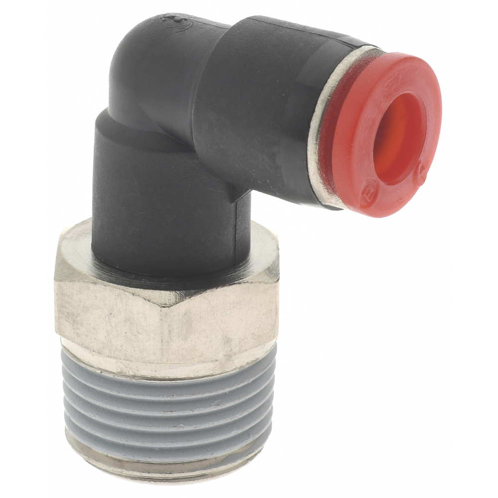 Norgren Push-to-Connect Tube x Male x Tube x Male BSPT Fitting: Elbow, BSPT, 6.00 mm OD - C01470638