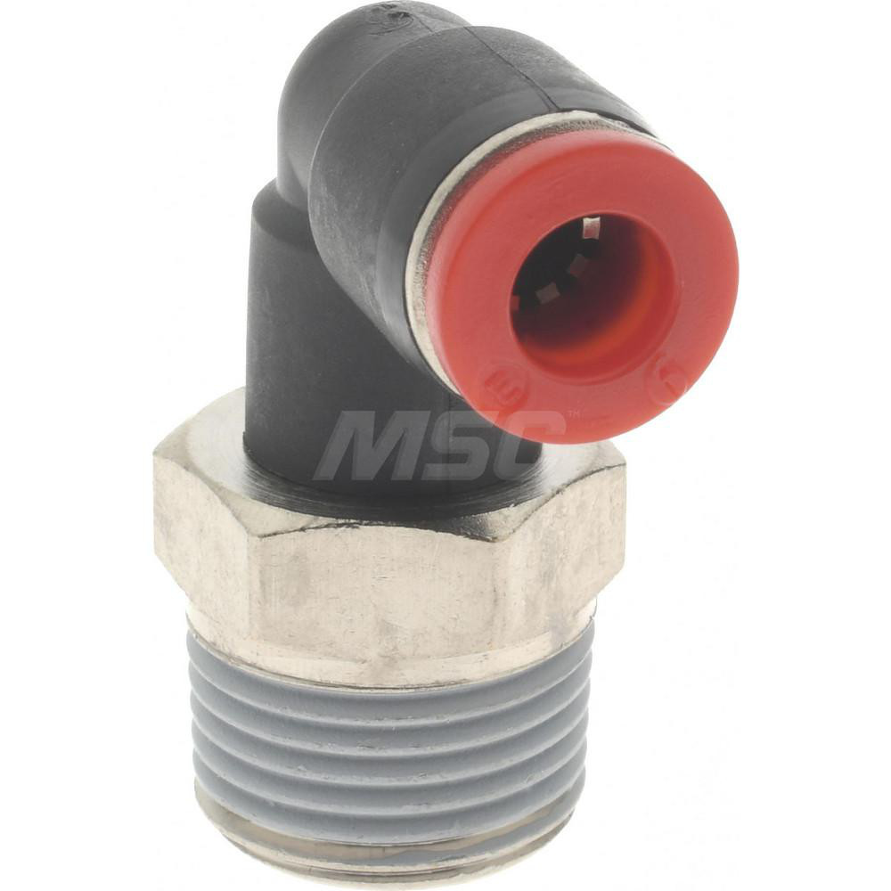 Norgren Push-to-Connect Tube x Male x Tube x Male BSPT Fitting: Elbow, BSPT, 6.00 mm OD - C01470638