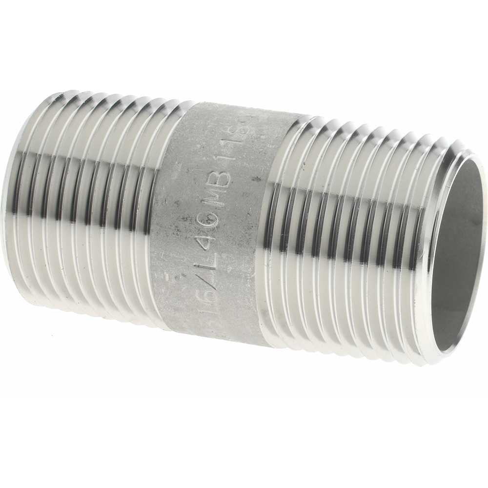 Merit Brass Stainless Steel Pipe Nipple: 3/4" Pipe, Grade 304 & 304L - 4012-400