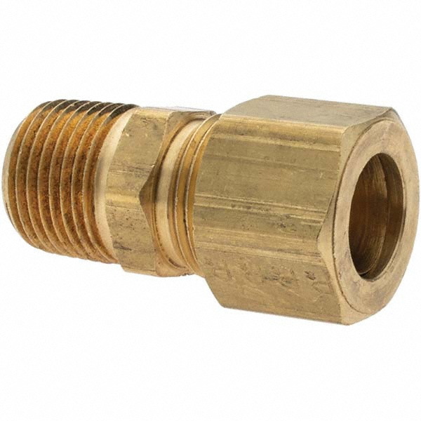 Parker Compression Tube Connector: 3/8-18, 1/2" Tube OD, Compression x MNPT - -11060-A