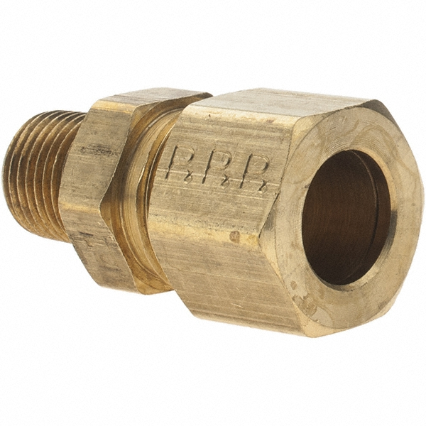 Parker Compression Tube Connector: 3/8-18, 1/2" Tube OD, Compression x MNPT - -11060-A