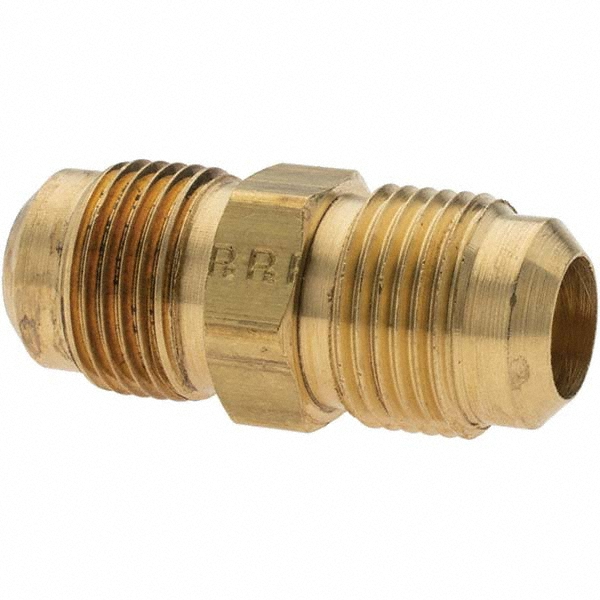 Parker Brass Flared Tube Union: 5/16" OD, 1/2-20 Thread, 45 deg Flared Angle - -11012-3