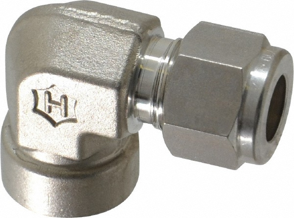 Parker Compression Tube Female Elbow: 3/8-18, 3/8" Tube OD, Compression x FNPT - 6FEL6N-316