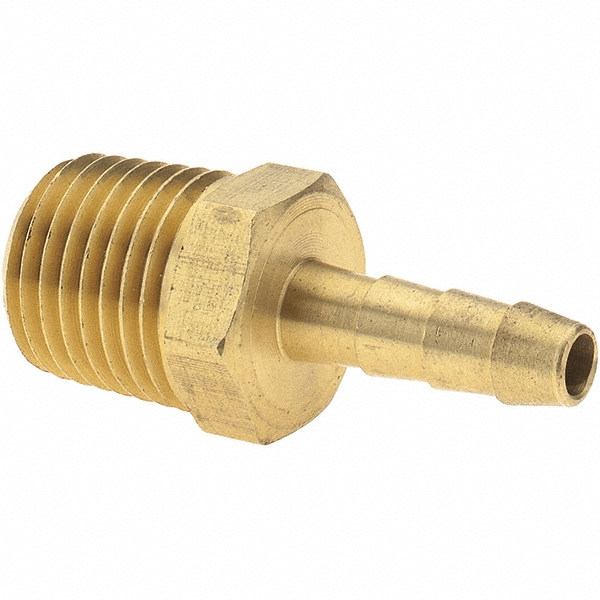 Parker Barbed Hose Fitting: 1/4" x 3/16" ID Hose, Male Connector - 125HB-3-4