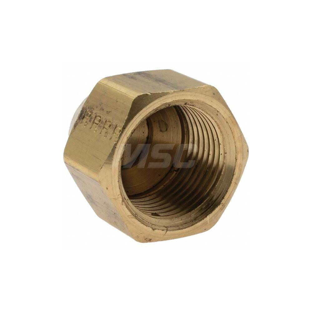 Parker Brass Flared Tube Cap: 5/8" OD, 7/8-14 Thread, 45 deg Flared Angle - -11011-6