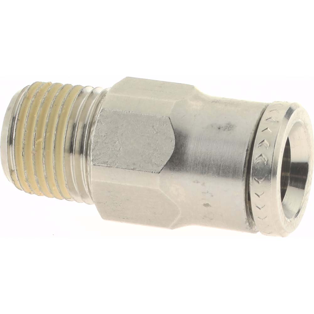 Norgren Push-to-Connect Tube x Male x Tube x Male BSPT Fitting: Straight Adapter, BSPT, 1/4" OD - 121250418