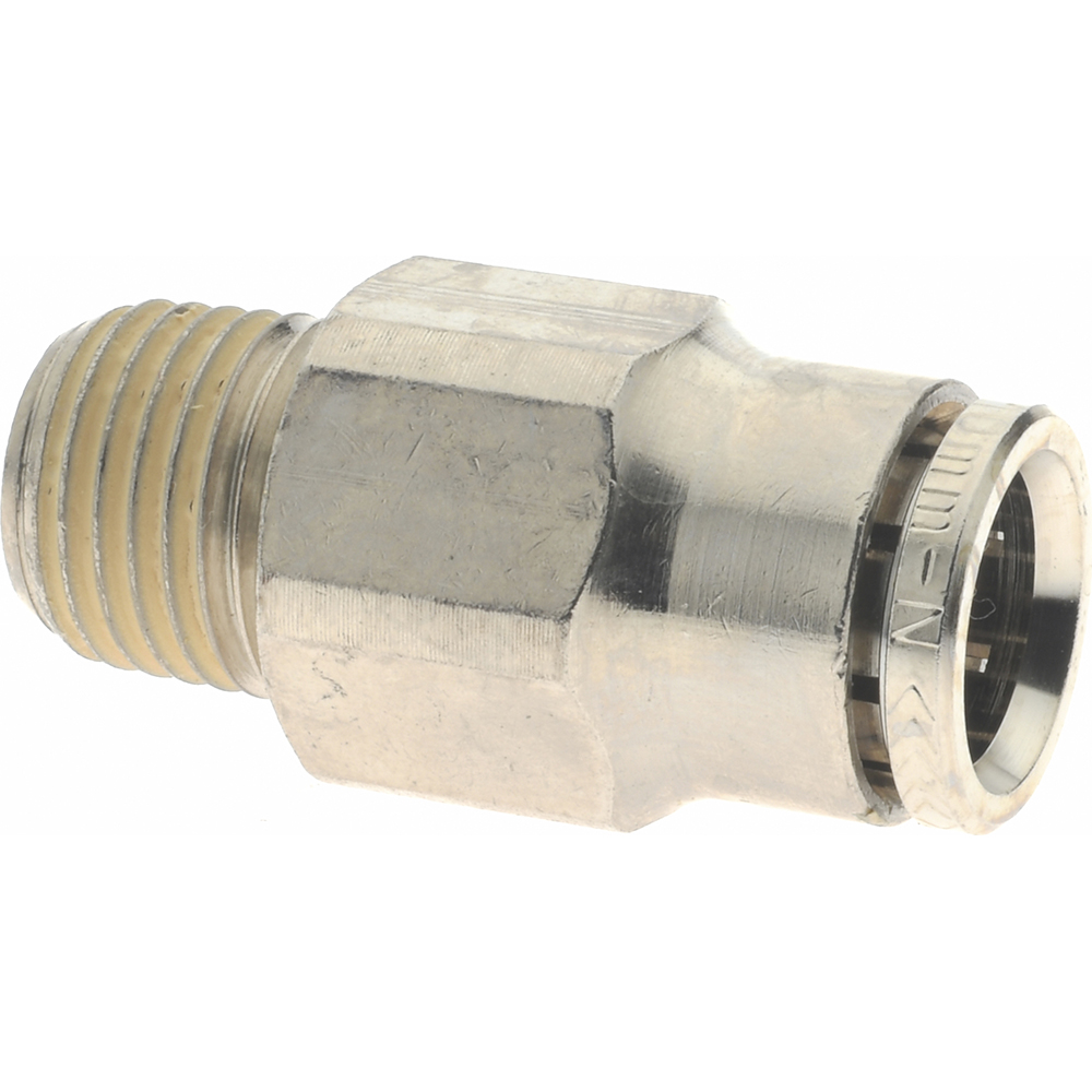 Norgren Push-to-Connect Tube x Male x Tube x Male BSPT Fitting: Straight Adapter, BSPT, 1/4" OD - 121250418