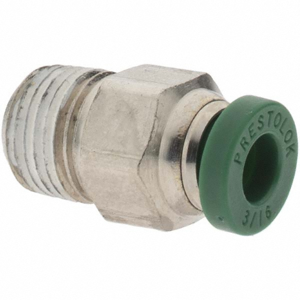 Parker Push-to-Connect Tube x MNPT x Tube x Male Fitting: Connector, NPT, 3/16" OD - BD-LG1014