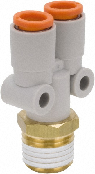 SMC PNEUMATICS Push-to-Connect Push-to-Connect Fitting: Y Connector, 10.00 mm OD - KQ2U10-00A