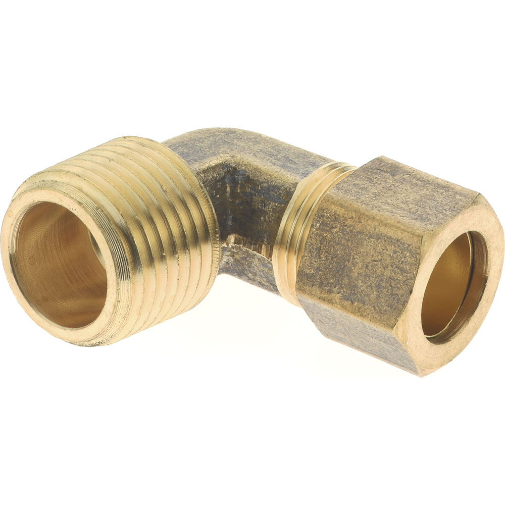 CerroBrass Compression Tube Male Elbow: 11/16-20, 1/2" Tube OD, Compression x MNPT - 18238