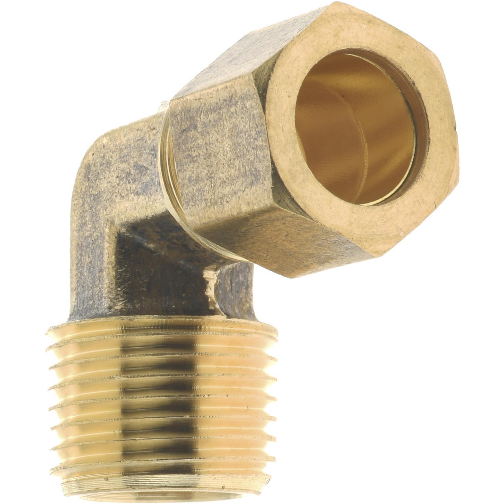 CerroBrass Compression Tube Male Elbow: 11/16-20, 1/2" Tube OD, Compression x MNPT - 18238