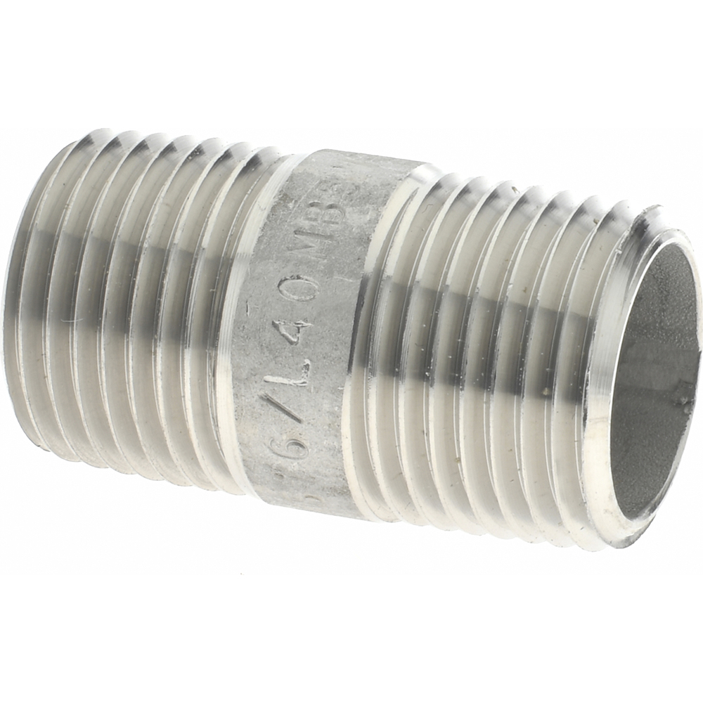 Value Collection Stainless Steel Pipe Nipple: 1/2" Pipe, Grade 304 & 304L - 4BN1/2*11/2