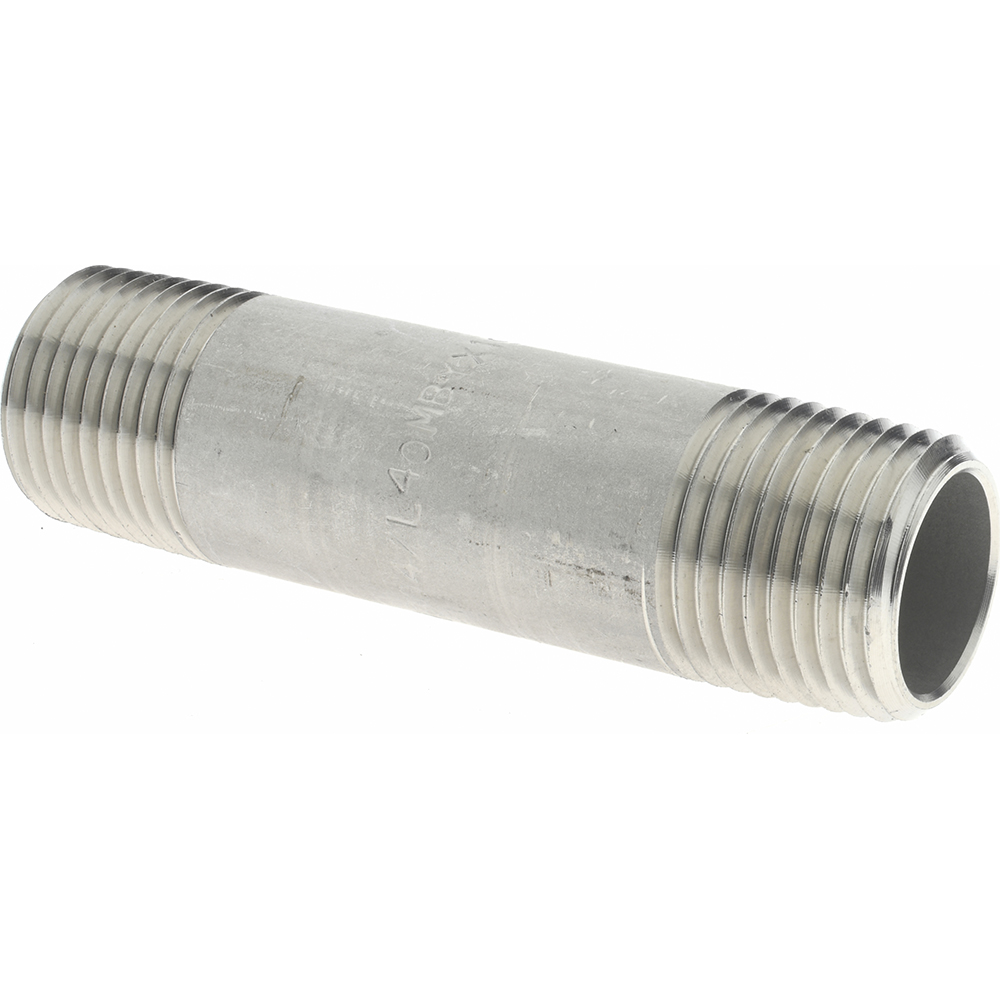 Value Collection Stainless Steel Pipe Nipple: 1/2" Pipe, Grade 304 & 304L - 4BN1/2*11/2