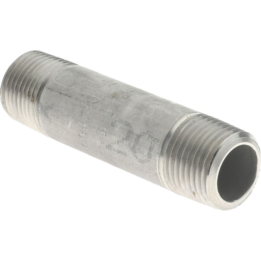 Merit Brass Stainless Steel Pipe Nipple: 3/8" Pipe, Grade 304 & 304L - 4006-250