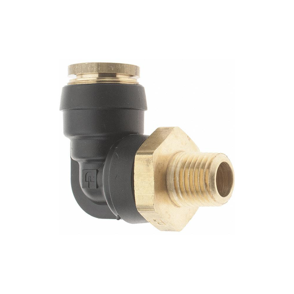 Parker Push-to-Connect Tube x MNPT x Tube x Male Fitting: 90 deg Swivel Elbow, 1/2" OD - PF-00060