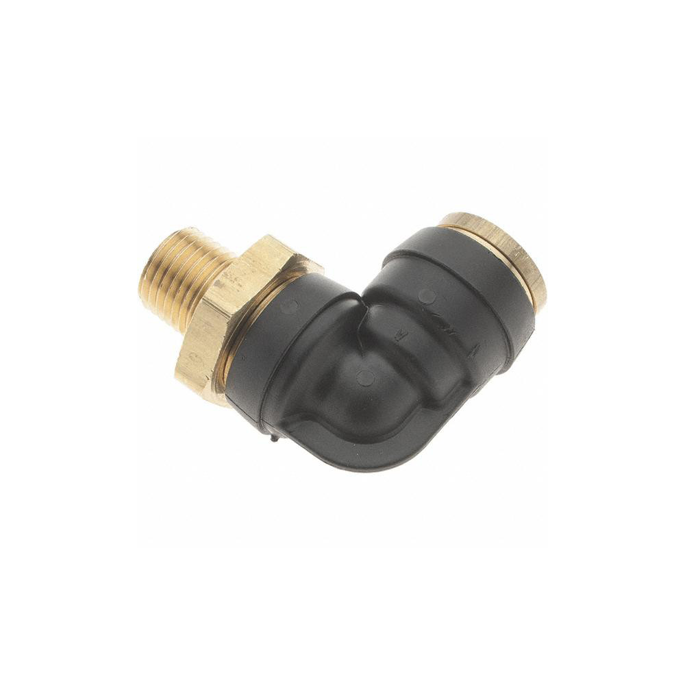 Parker Push-to-Connect Tube x MNPT x Tube x Male Fitting: 90 deg Swivel Elbow, 1/2" OD - PF-00060