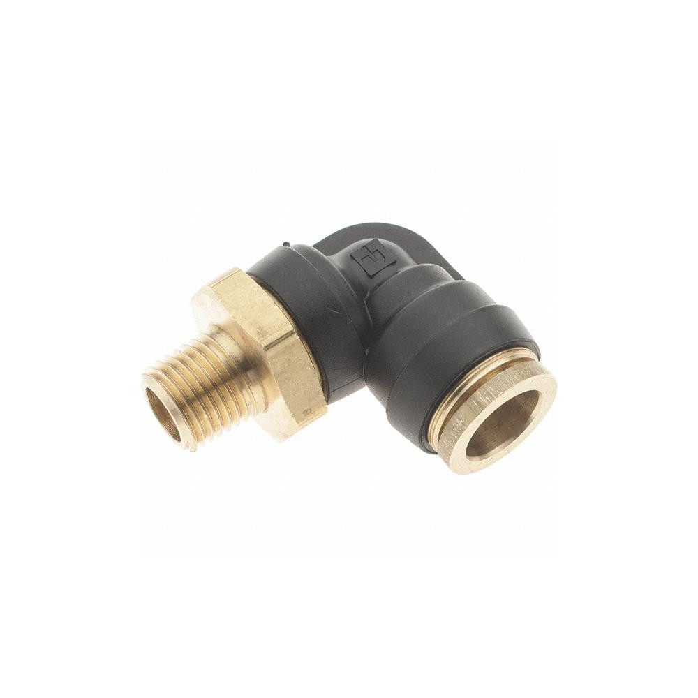 Parker Push-to-Connect Tube x MNPT x Tube x Male Fitting: 90 deg Swivel Elbow, 1/2" OD - PF-00060