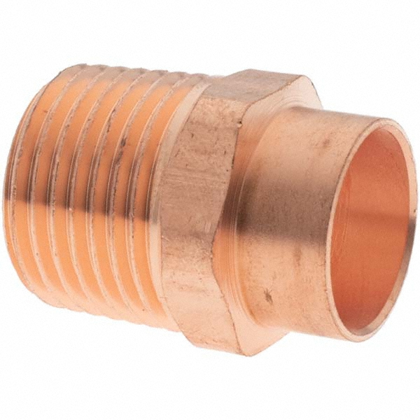 Value Collection Wrot Copper Pipe Adapter: 1/2" x 1/2" Fitting, C x F - BDNA-15648