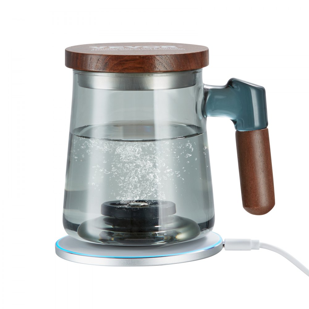 VEVOR Hydrogen Water Cup, 400 ml / 14.1 oz Hydrogen Generator, SPE Technology Portable Hydrogen Water Ionizer Machine with Wireless Charging Base, Hydrogen Rich Water Bottle Glass Health Cup - QSHFQSPGSYBLY5TD2V9