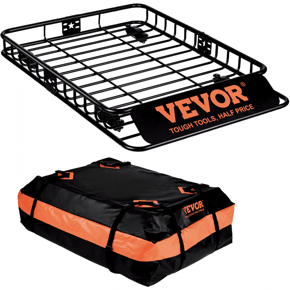 VEVOR Roof Rack Cargo Basket 200 LBS 51"x36"x5" for SUV Truck with Luggage Bag - CDXLJJY251365ROA4V0