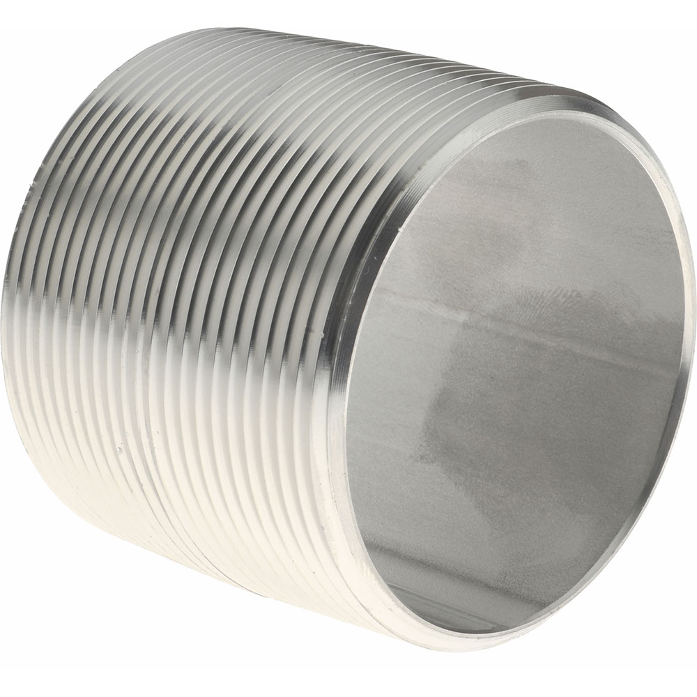 Merit Brass Stainless Steel Pipe Nipple: 2" Pipe, Grade 304 & 304L - 4032-001