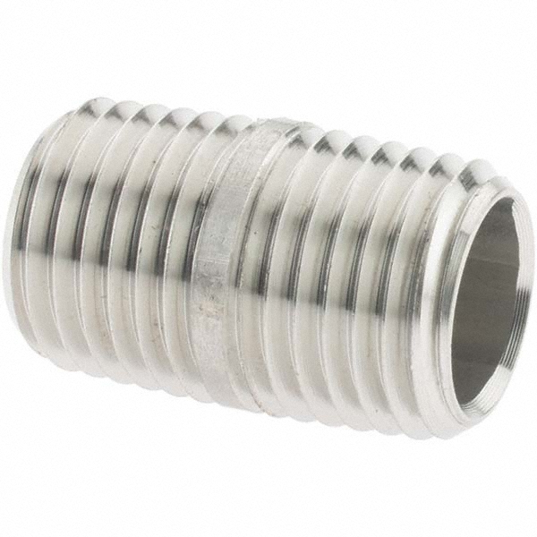 Value Collection Stainless Steel Pipe Nipple: 1/4" Pipe, Grade 316 & 316L - 6BN1/4*2