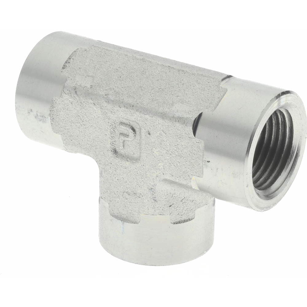 Parker Industrial Pipe Female Tee: 1/2" Female Thread, FNPTF - 1/2 MMO-S