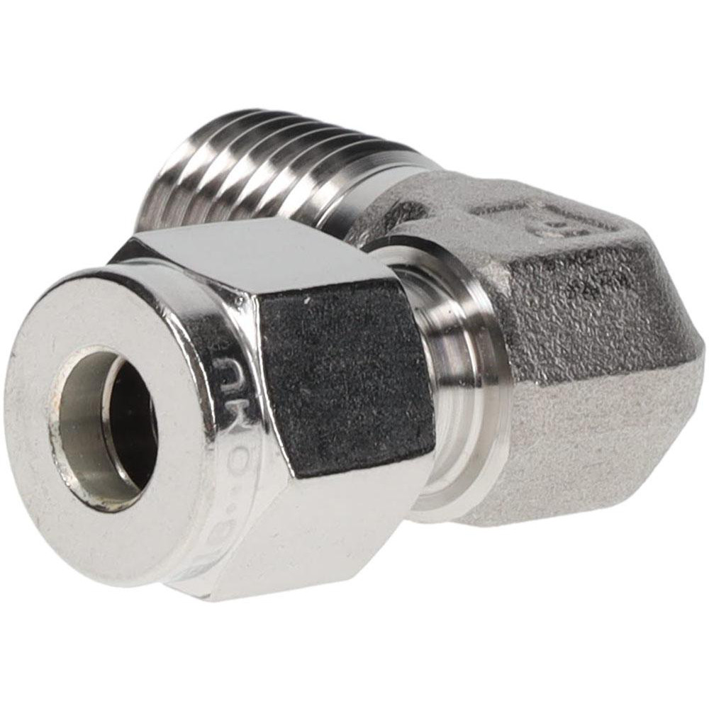 Parker Compression Tube Male Elbow: 1/4-18, 1/4" Tube OD, Compression x MNPT - 4MSEL4N-316