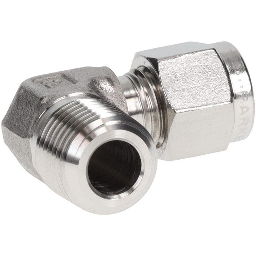 Parker Compression Tube Male Elbow: 1/4-18, 1/4" Tube OD, Compression x MNPT - 4MSEL4N-316