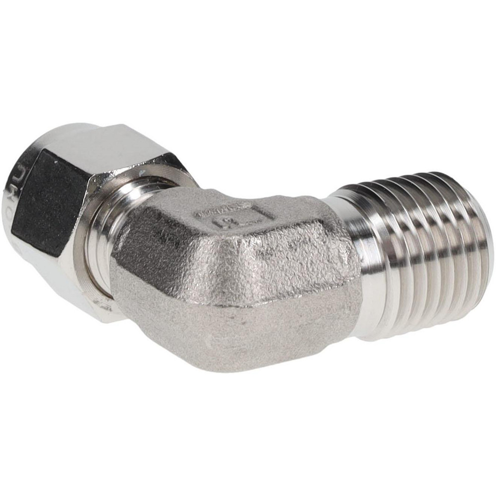 Parker Compression Tube Male Elbow: 1/4-18, 1/4" Tube OD, Compression x MNPT - 4MSEL4N-316