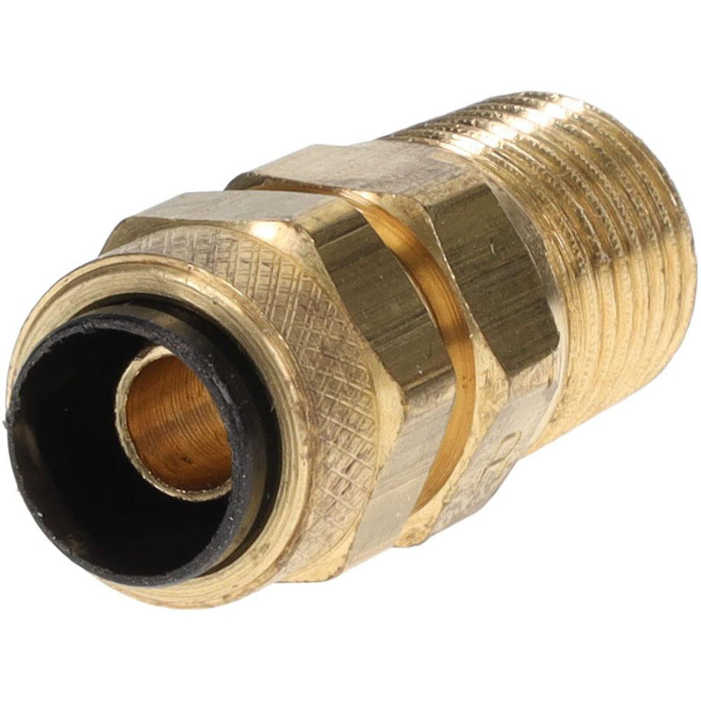 Parker Compression Tube Male Connector: 1/4-18, 3/8" Tube OD, Compression x MNPTF - 68P-6-4