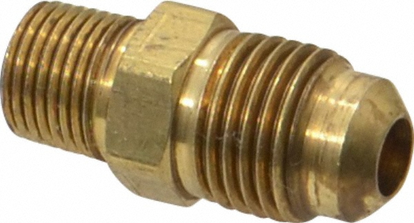 Parker Brass Flared Tube Male Connector: 1/4" OD, 1/8-27 Thread, 45 deg Flared Angle - 48F-4-2