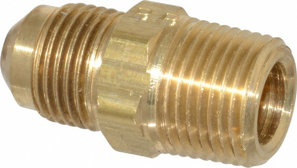 Parker Brass Flared Tube Male Connector: 1/4" OD, 1/8-27 Thread, 45 deg Flared Angle - 48F-4-2