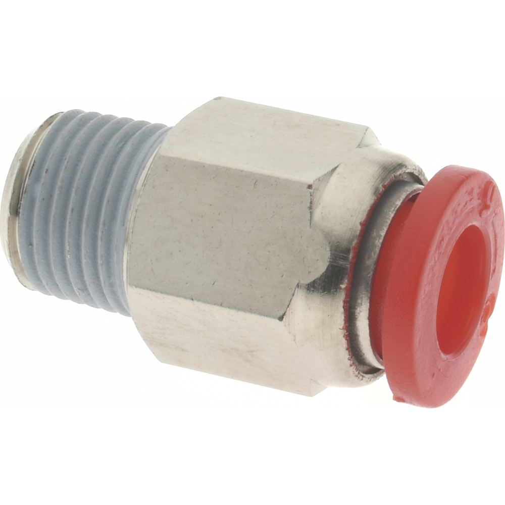 Norgren Push-to-Connect Tube x Male x Tube x Male BSPT Fitting: Straight, BSPT, 6.00 mm OD - C01250618