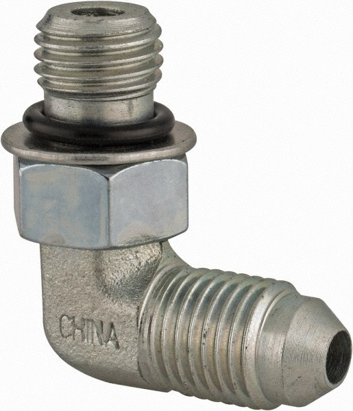 Parker Steel Flared Tube 90 Deg Straight Thread Elbow: 1/4" OD, 37 deg Flared Angle - 4 C5OX-S